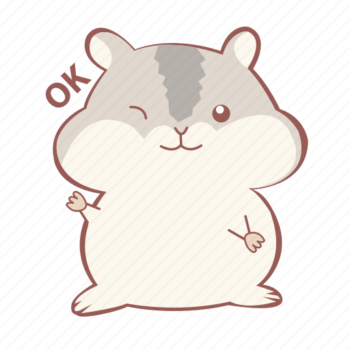 Animal, cute, grey, hamster, mouse, okay, wink icon - Download on Iconfinder