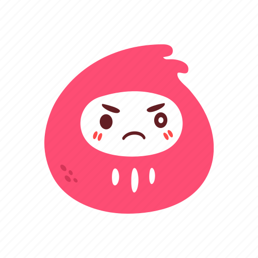 Kawaii, cute, emoji, emoticon, angry, daruma icon - Download on Iconfinder