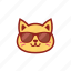 cool, cute, emoticon, expression, glasses, kitty 