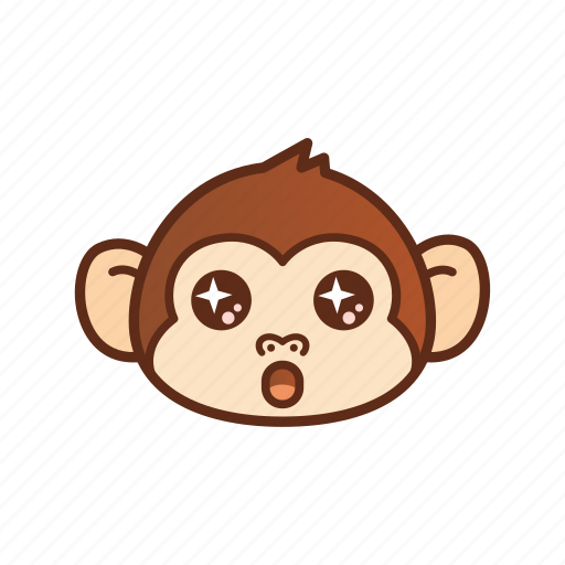Amazed, cute, emoticon, monkey, shocked, star, wow icon - Download on Iconfinder