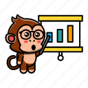 cute, monkey, doing, presentation, animal, business, chart