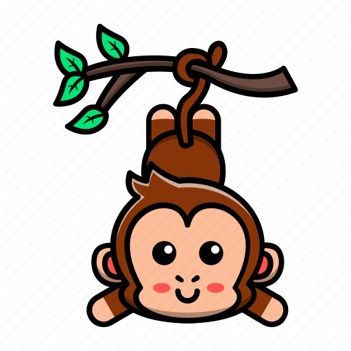 Cute, monkey, hanging, tree, animal, mammal, wildlife icon - Download on Iconfinder