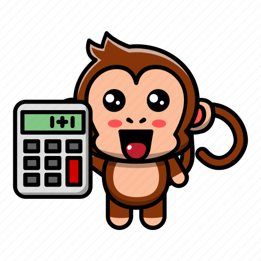 Cute, monkey, holding, calculator, calculate, accounting, finance icon - Download on Iconfinder