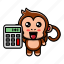 cute, monkey, holding, calculator, calculate, accounting, finance 