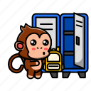cute, monkey, bag, locker, briefcase, suitcase