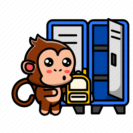 Cute, monkey, bag, locker, briefcase, suitcase icon - Download on Iconfinder
