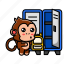 cute, monkey, bag, locker, briefcase, suitcase 