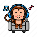 cute, monkey, listening, music, animal, mammal, wildlife
