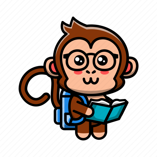 Cute, monkey, reading, book, education, learning, study icon - Download on Iconfinder
