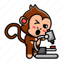 cute, monkey, microscope, animal, science, education, laboratory