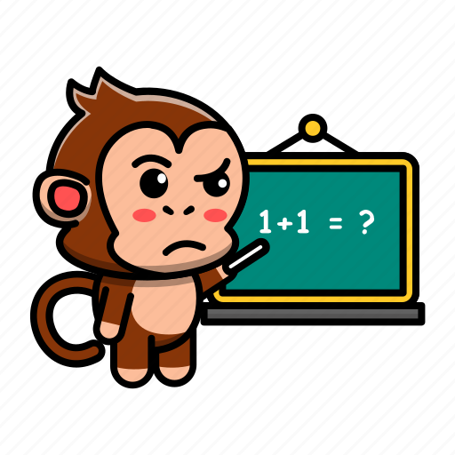 Cute, monkey, writing, blackboard, animal, pencil icon - Download on Iconfinder