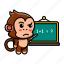 cute, monkey, writing, blackboard, animal, pencil 
