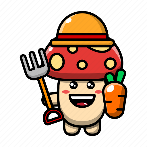 Cute, mushroom, farmer, plant, fungus, vegetable, nature icon - Download on Iconfinder