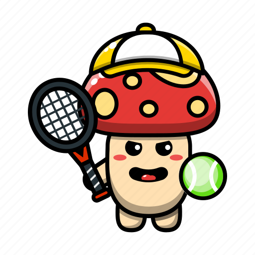 Cute, mushroom, tennis, player, plant, fungus, vegetable icon - Download on Iconfinder