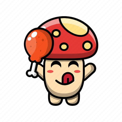 Cute, mushroom, chicken, fried, plant, fungus, vegetable icon - Download on Iconfinder