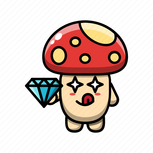Cute, mushroom, diamond, plant, fungus, vegetable, nature icon - Download on Iconfinder