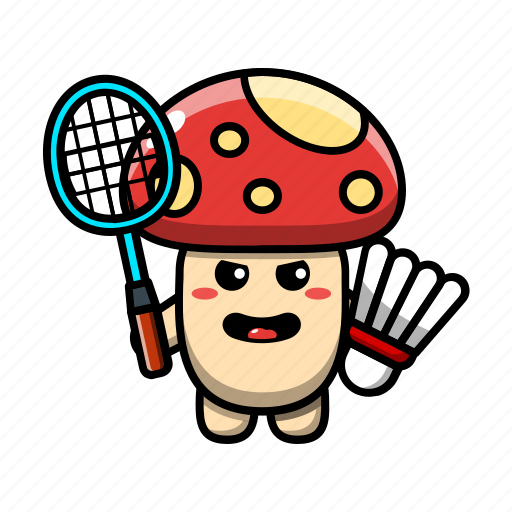 Cute, mushroom, badminton, plant, fungus, vegetable, nature icon - Download on Iconfinder