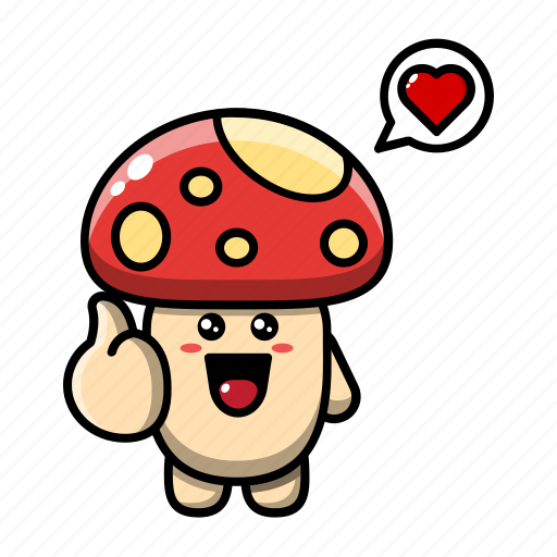Cute, mushroom, love, heart, plant, fungus, vegetable icon - Download on Iconfinder
