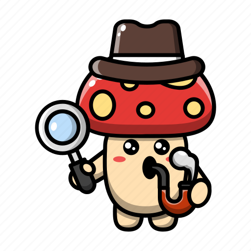 Cute, mushroom, magnifying, glass, plant, fungus, vegetable icon - Download on Iconfinder