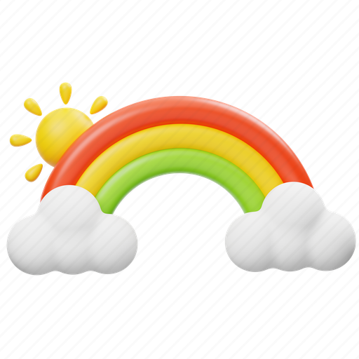 Rainbow, nature, weather, cloud, sun, sunny, summer 3D illustration - Download on Iconfinder