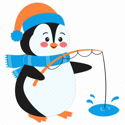Happy, penguin, fishing, animal, wildlife, bird, winter icon - Download on Iconfinder