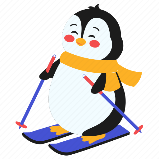 Happy, penguin, skiing, animal, wildlife, bird, winter icon - Download on Iconfinder