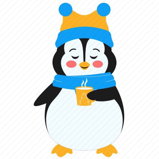 Penguin, drinking, coffe, animal, wildlife, bird, winter icon - Download on Iconfinder