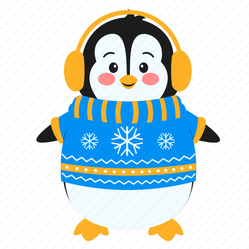 Penguin, sweater, headphones, animal, wildlife, bird, winter icon - Download on Iconfinder