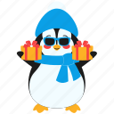 penguin, glasses, gift, christmas, sunglasses, santa, animal, winter, happy