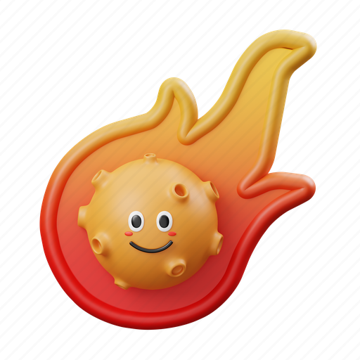 Comet, cute, planet, expression, face, cartoon, space 3D illustration - Download on Iconfinder