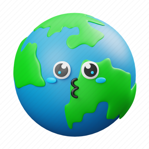 Earth, cute, planet, expression, cartoon, space, emoji 3D illustration - Download on Iconfinder