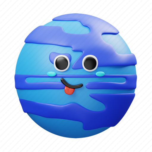Neptune, cute, planet, expression, face, cartoon, space 3D illustration - Download on Iconfinder