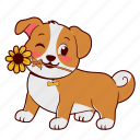 cute, puppy, sunflower, pet, animal, dog, mascot, happy, puppies