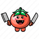 cute, tomato, holding, knife, vegetable, food, plant, health, agriculture