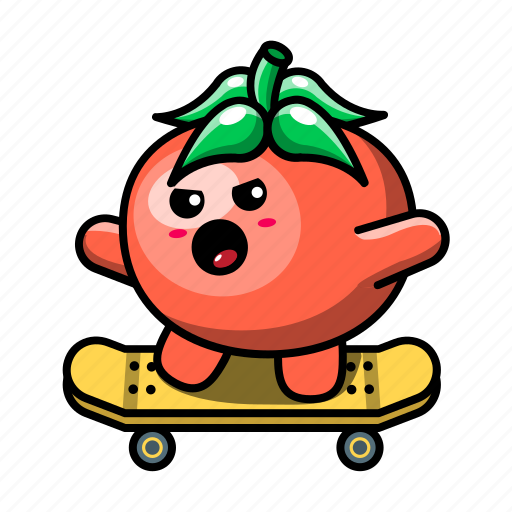 Cute, tomato, skateboard, vegetable, food, plant, health icon - Download on Iconfinder