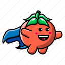 cute, tomato, superhero, character, vegetable, food, plant, health, agriculture