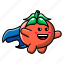 cute, tomato, superhero, character, vegetable, food, plant, health, agriculture 