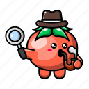 cute, tomato, magnifying, glass, vegetable, food, plant, health, agriculture