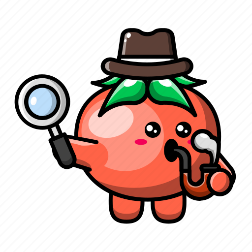 Cute, tomato, magnifying, glass, vegetable, food, plant icon - Download on Iconfinder