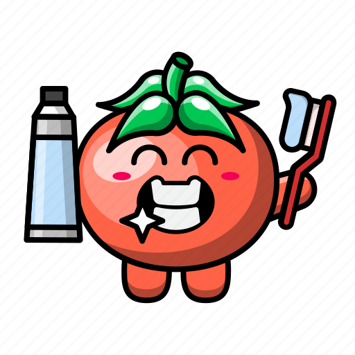 Cute, tomato, toothbrush, vegetable, food, plant, health icon - Download on Iconfinder