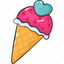 cool, cute, ice cream cone, line, love, set, template
