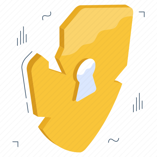 Cracked shield, broken shield, cracked security, broken security, broken safety icon - Download on Iconfinder