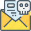 crime, email, hack, letter, mail, message, skull 