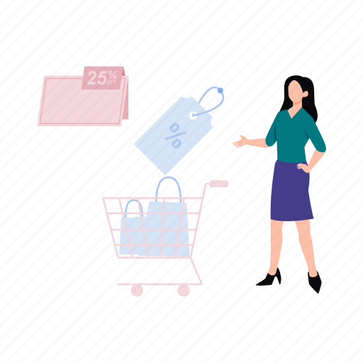 Shopping, cart, sale, black, friday, girl icon - Download on Iconfinder