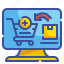 box, shopping, computer, trolley, buy, monitor, cart 