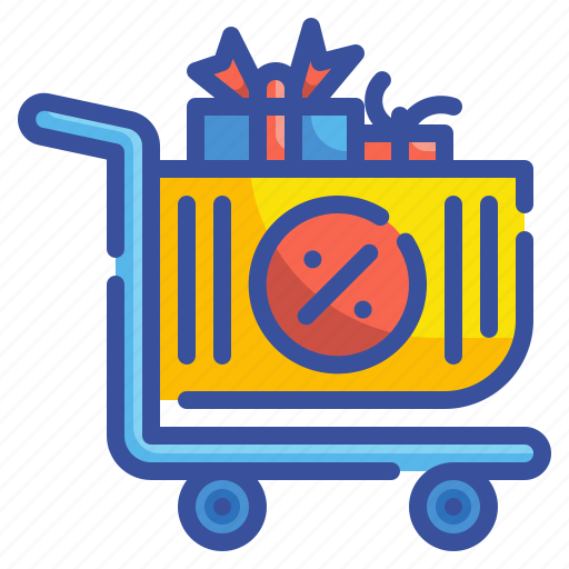 Sale, trolley, shopping, discount, percentage, giftbox, cart icon - Download on Iconfinder