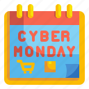 cyber, trolley, shopping, discount, reminder, moday, calendar