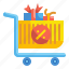 sale, trolley, shopping, discount, percentage, giftbox, cart 