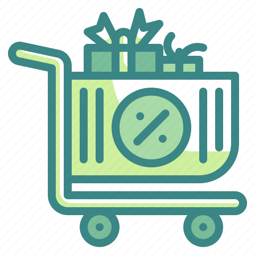 Discount, percentage, sale, trolley, cart, shopping, giftbox icon - Download on Iconfinder