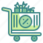 discount, percentage, sale, trolley, cart, shopping, giftbox 
